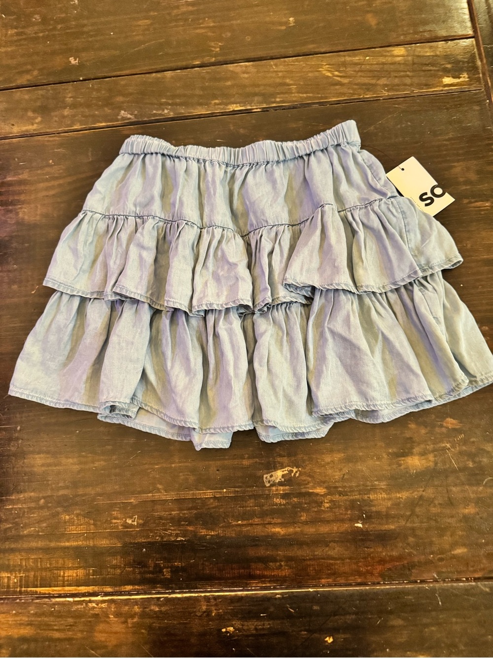SO Light Blue Tiered Ruffle Skater Skirt